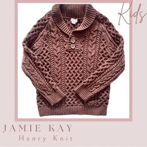 Jamie Kay Brown Cable Knit Shawl Collar Sweater
